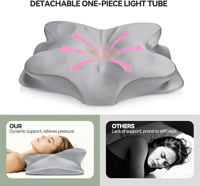 2-Pack Cervical Neck Pillow for Neck Pain Relief,Ergonomic Memory Foam Contour Pillow with Wrinkle-Resistant Silky Satin Fabric Cover,Orthopedic Bed Pillow for Side,Back,Stomach Sleepers,Gray
