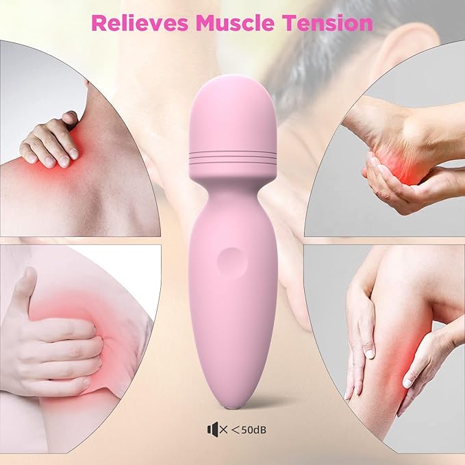 Fuwyiy Mini Massager Tools,Small Waterproof Cordless Handheld Massager with 10 Vibration Modes, Personal Handheld Massager for Back(Pink)