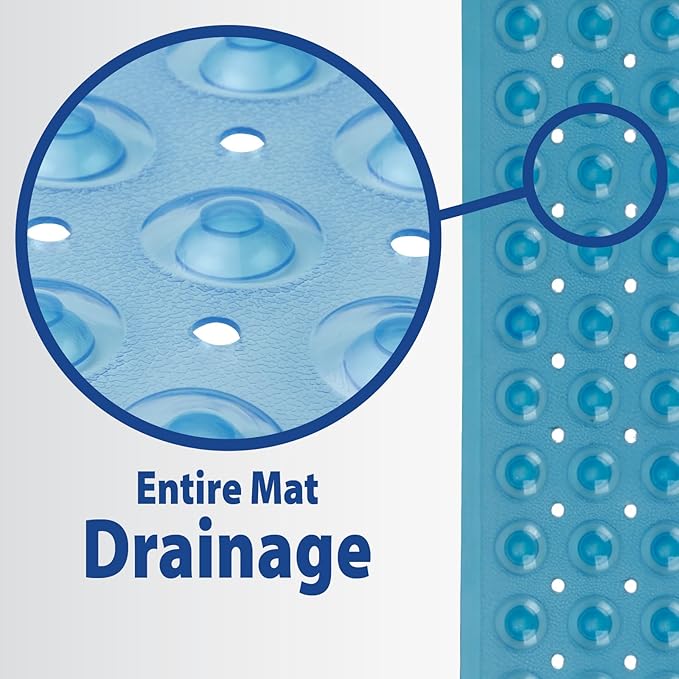 Theracare Blue Vinyl Non-Slip Bath Mat 15 X 27 Inch 19-110