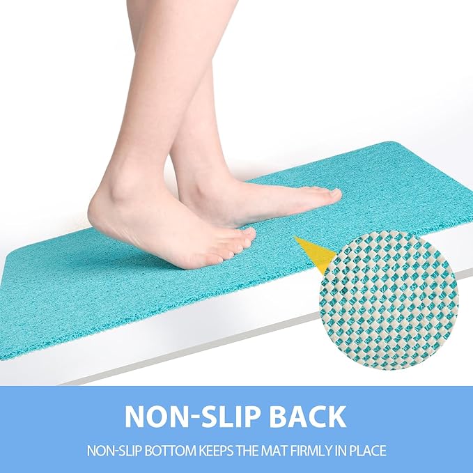 Hargiis Non-Slip Bathtub Mat, Anti Slip Shower Mat, Fast Drying Bathtub Mats, Foot Scrubber Mat, Anti Slip Mat for Tub, Floor, Bathroom, Kitchen, Home, Hotel (Turquoise Blue 32"×17")