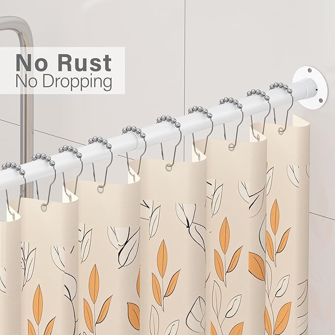 L Shaped Corner Shower Curtain Rod, 39" - 69" x 55" - 85" Adjustable 90 Degree Curved Bathroom Rod Square No Sag with 12 Hooks & Ceiling Support - White