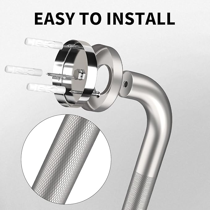 36 Inch Anti Slip Shower Grab Bar, Munzong 2 Pack Brushed Nickel Bathroom Grab Bar, Knurled Bathroom Balance Bar,Safety Hand Rail Support Handicap Elderly Injury Senior Assist Bath Handle