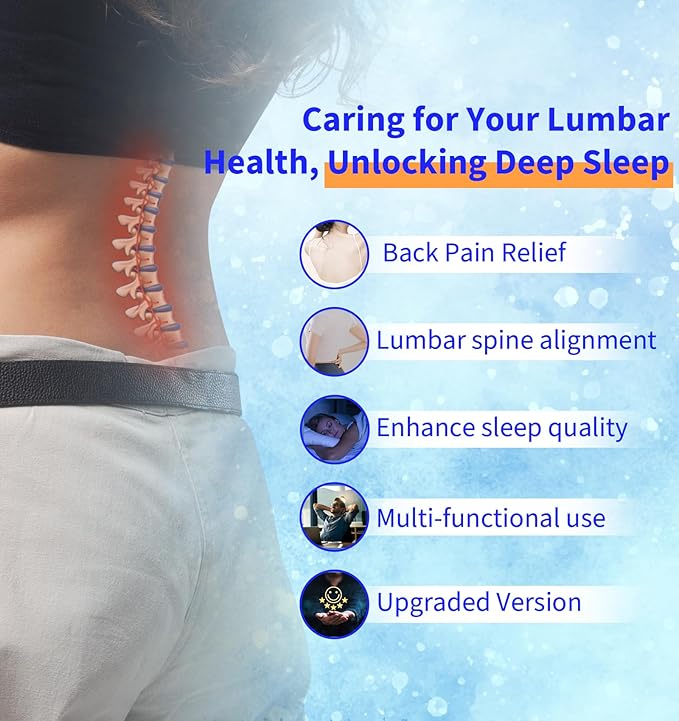 vamorry Lumbar Support Pillow for Bed – Memory Foam Waist Pillow with Cooling Cover for Comfortable Back Support – Bolster Pillow for Side, Back & Stomach Sleepers – for Bed, Sofa, Car