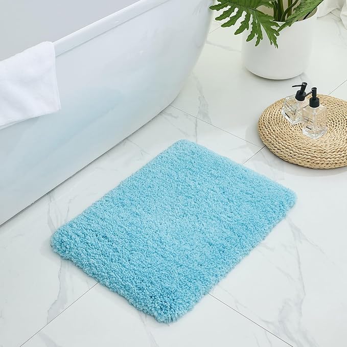 Bathroom Rugs Non Slip Washable 32x20, Ultra Thick Soft Microfiber Absorbent Bath Mats, High Density Foam Latex Non Slip Backing Bath Rugs, Fluffy Floor Carpet for Tub&Shower, Teal