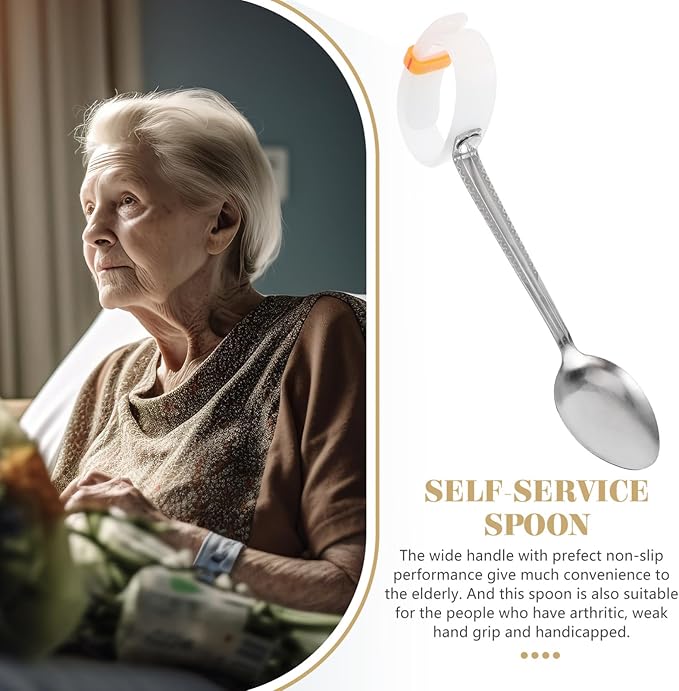 Adaptive Spoon and Fork Set for Disabled and Elderly Non-Slip Weighted Utensils for Tremble Proof Eating for Rehabilitation and Indoor Use