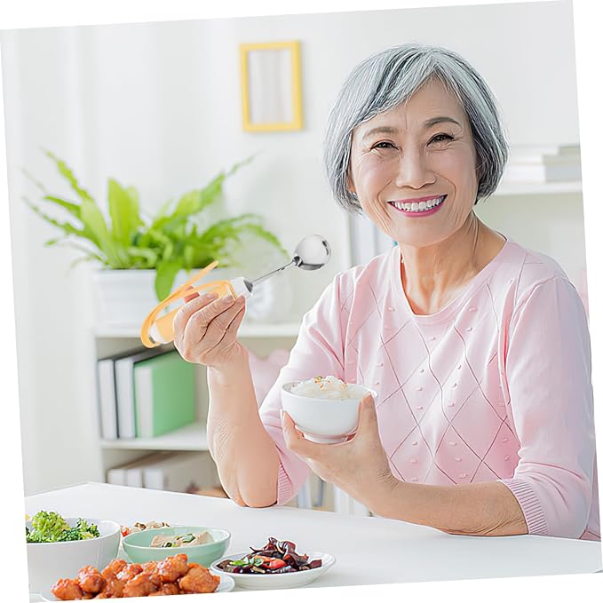 minkissy Adaptive -Shaking Spoon for Seniors Non- Stainless Steel Utensil with Swivel Design Ergonomic Eating Aid for Weak Hands Easy to Clean and Secure Grip