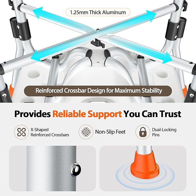 FSA/HSA Heavy Duty Shower Chair for Inside Shower, 500LBS Shower Chair with Arms Back, Padded Bath Seat with U-Shaped Cutout, Anti-Slip Adjustable Bath Stool for Seniors, Handicap, Pregnant, Orange