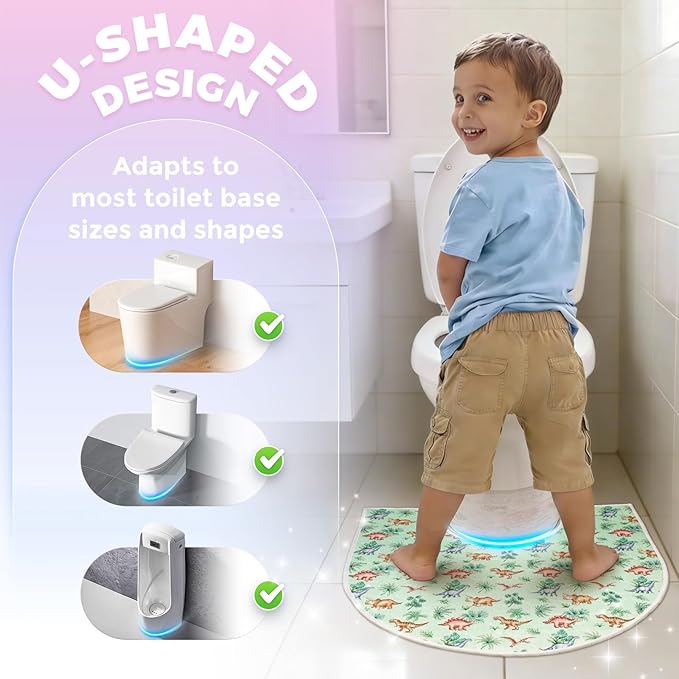 Washable Commode Potty Training Mats, Super Absorbent Reusable Toilet Training Rug for Kids, Leak-Proof & Non-Slip Adult Incontinence Toilet Mat, Bathroom Floor Protector Pads 4 Pack