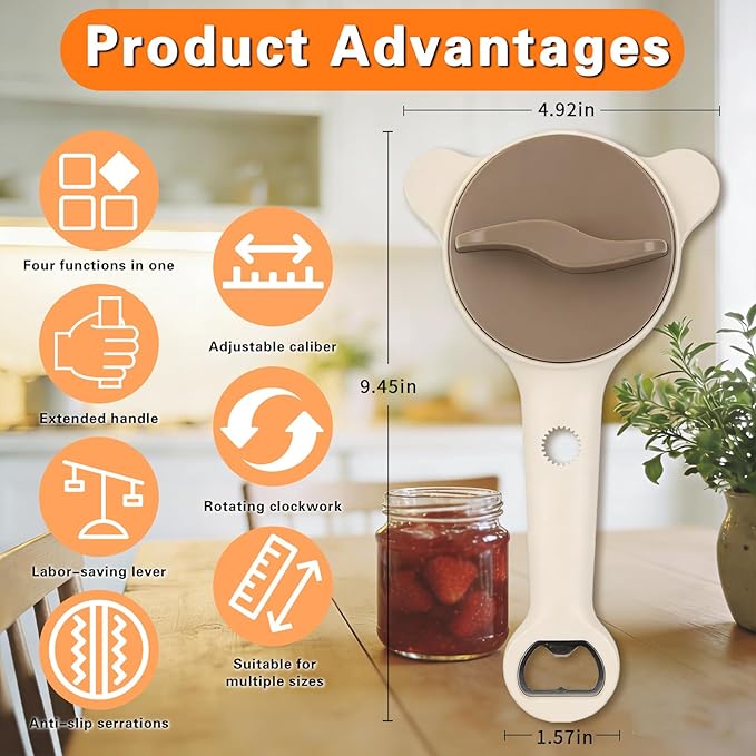 Tydon Guardian Stainless Steel Jar Opener for Seniors with Weak Hands, Manual Bottle and Can Lid Opener Gripper, Heavy Duty Kitchen Gadget for Mason Jars & Glass Bottles, Non-Slip Grip