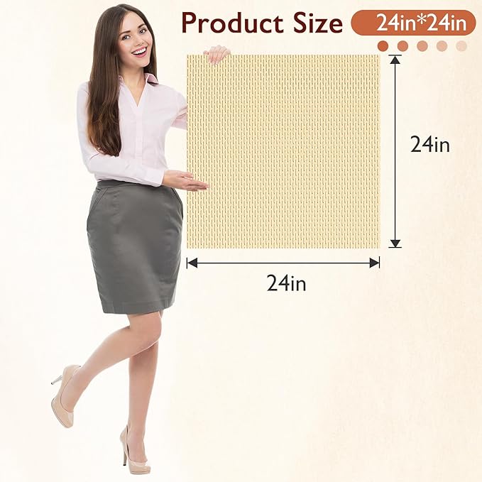 Extra Large Non-Slip Shower Mat, Fast-Dry PVC Bath Stall & Tub Mat, Drain-Hole Design,for Shower Stall Tub for Elderly/Kids，Non Slip Bathroom Safety Accessory，Beige 24"x24"