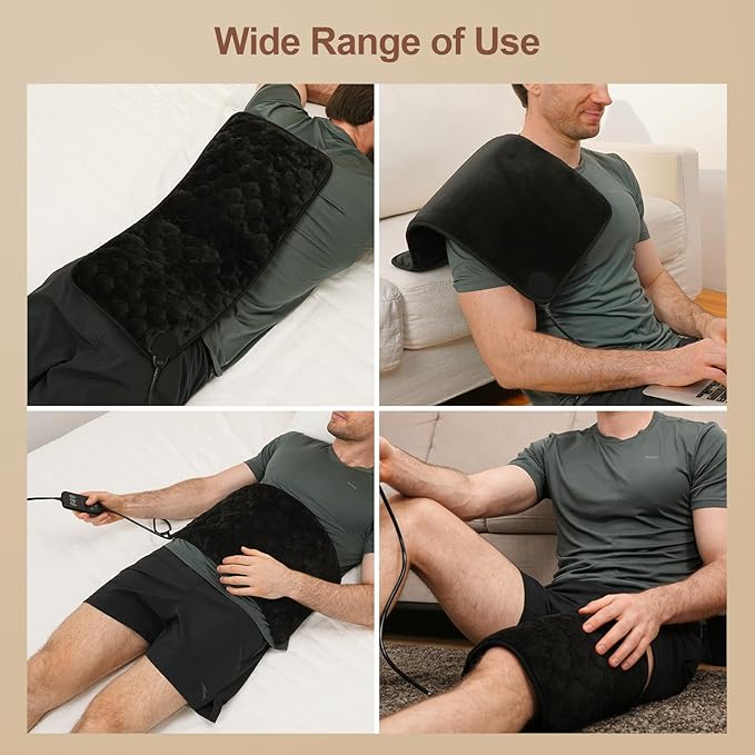 UTK 30s Fast Heating Pad, 3X Deeper Pain Relief Far Infrared Heating Pad for Back & Cramps, 8 Heat Setting, 4H Auto Off, FSA-HSA Eligible, Adjustable Strap, Machine Washable,Mothers Gifts 12" x 24"