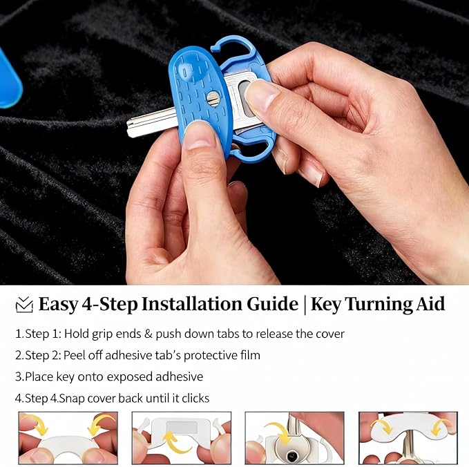 Key Turner Aid 2 Pack Black Blue, for Arthritis Parkinson’s Weak Hands, Adaptive Equipment Daily Living Aid