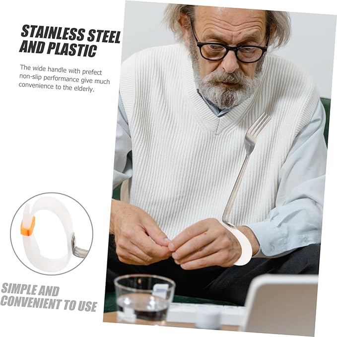 Adaptive Utensil for Seniors Tremble Fork Spoon with Non Slip Handles Portable Design for Elderly Disabled Dining Convenient Grip for Easy Eating