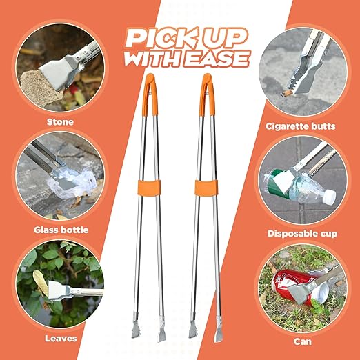 4 Pack 36" Reacher Grabber Tool Lightweight Litter Pick up Sticks Aluminum Rustproof Trash Grabber Garbage Picker Grabber Garden Leaf Cleaning Trash Tong Reaching Assist Tool for Elderly