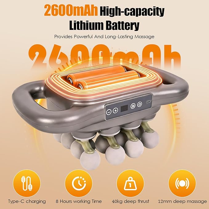2026 16 Head Massage Gun Deep Tissue – Multi Head Massage Gun, 2600mAh Electric Percussion Massager with 9 Modes & Levels, Portable Massager for Legs, Waist, Back, Neck & Muscles