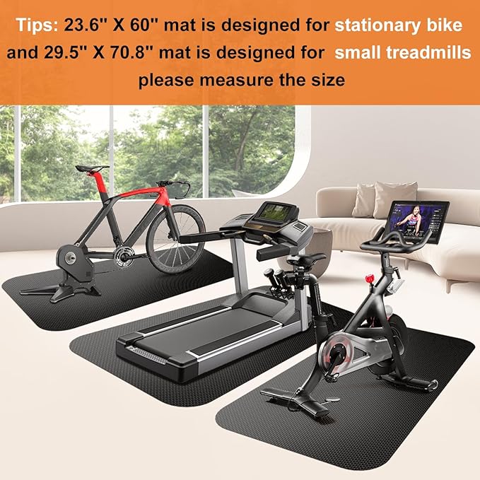 Treadmill Mat,Bike Mat,Stationary Bike Mat,Foldable Treadmill Mat for Hardwood Floors and Carpet.for Exercise Bike,Exercise Equipment Indoor Cycles,Rowing Elliptical (29.5" X 60")