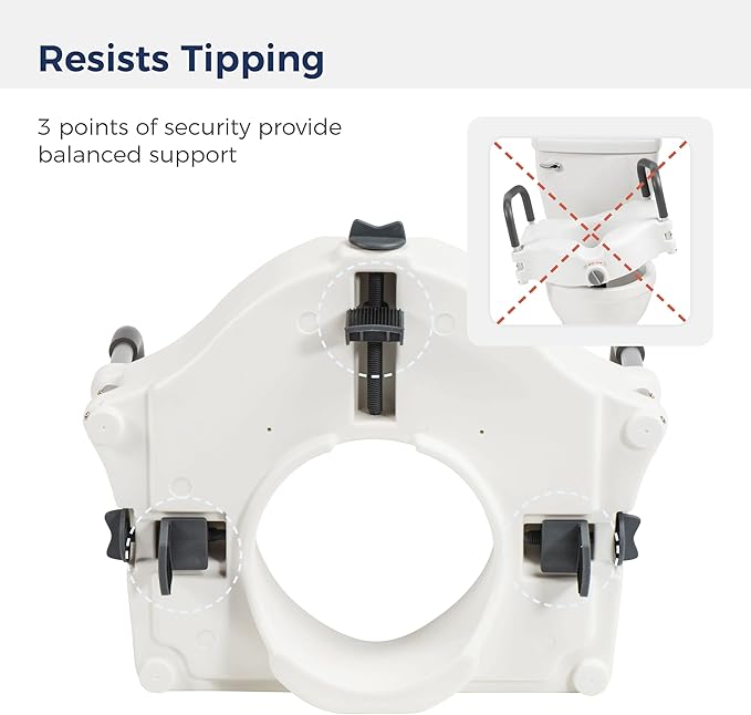 Drive Medical Preservetech Secure Lock Raised Toilet Seat With Handles, 5 Inch, White