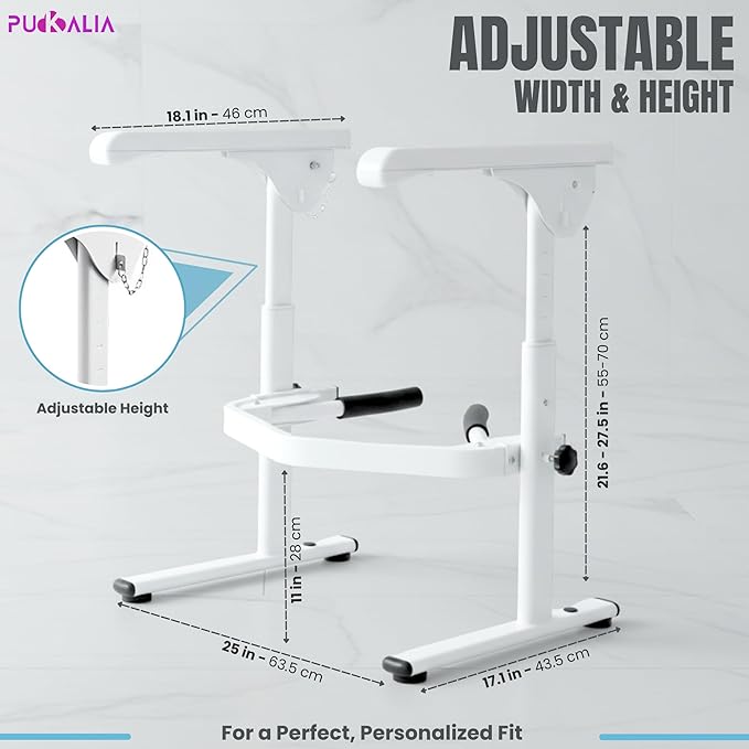 Toilet Safety Rails for Seniors - Adjustable Toilet Seat Riser with Handles, 397 lbs Heavy Duty Medical Stand Assist Frame, Handicap Bathroom Safety Rails Fits Most Toilets, Tool-Free Assembly, White