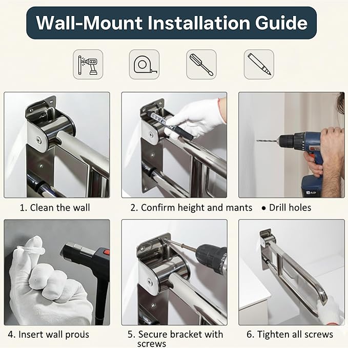 28-Inch Foldable Shower Grab Bar – 90° Flip-Up Design, Premium 304 Stainless Steel, Anti-Slip Grip with Built-in Paper Holder, Wall-Mounted Handicap Safety Rail, Supports 350–400 lbs