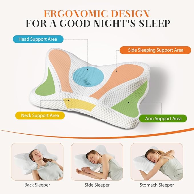 OLIXIS Cervical Neck Pillow for Pain Relief, Ergonomic Memory Foam Pillows for Sleeping, Cooling Side Sleeper Pillow for Neck Support, Contour Pillow Orthopedic Bed Pillow for Back Stomach Sleepers