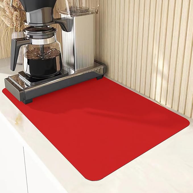 2 PCS Silicone Mats for Kitchen Counter, 23.6" by 15.7" Multipurpose Mat,Heat Resistant Nonskid Table Mat for Air Fryer to Site on, Countertop Protector (red)