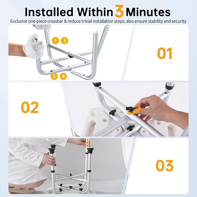 Hiqufet Shower Chair for Inside Shower(500lb), 5 Height Adjustable Shower Stool, Shower Seats for Adults, 3-Minute Quick Assembly, Heavy Duty Shower Bench for Inside Shower to Sit on