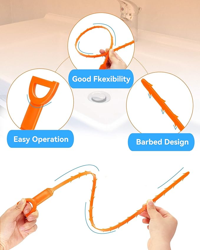 12 Pack Drain Clog Remover - Flexible Drain Snake for Effective Cleaning Hair and Debris in Sink or Bathtub, 19.6-Inch