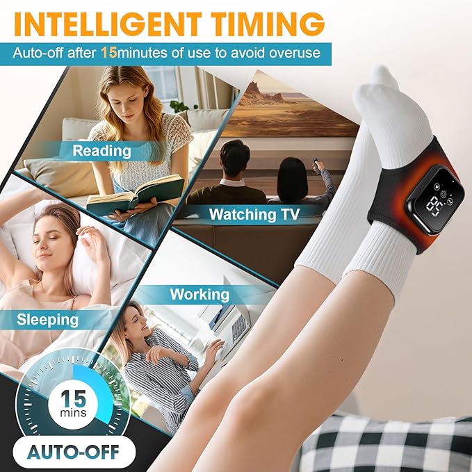 Ankle Heating Pad, Cordless Ankle Massager with Heat, Heated Wraps for Foot, 3 Heat & Vibration Settings, Auto Shut-Off, Gifts for Women Men