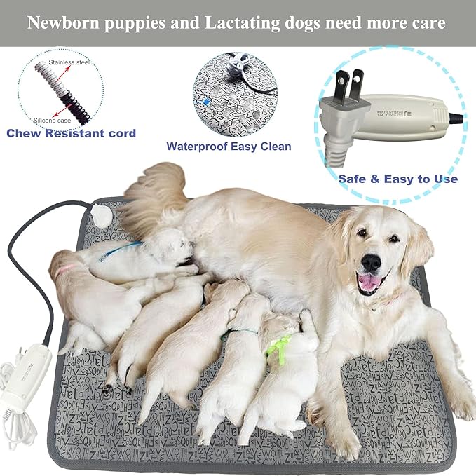 Pet Heating Pad for Dogs & Cats - Electric, Chew Proof Cord, Large Size, Easy Clean