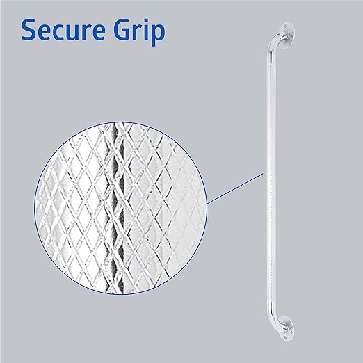Medline Knurled Chrome 32” Grab Bar for Shower & Bathtub, Independence & Ease of Movement — For Elderly, Handicapped or Seniors, 300 lb. Capacity, 1 Bar