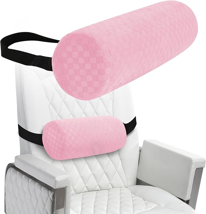Lumbar Roll Pillow for Lower Back, Lumbar Support Foam Roll Cushion with Pillowcase and Upgraded Strap for Office, Chair, Car, Seat Pain Relief & Improving Posture (Light Pink, Short-11 * 4.3'')