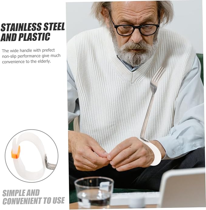 Adaptive Fork for Disabled Individuals Non- Handle Comfortable Eating Utensil for Seniors and Easy to Grip for Elderly and Handicapped Users