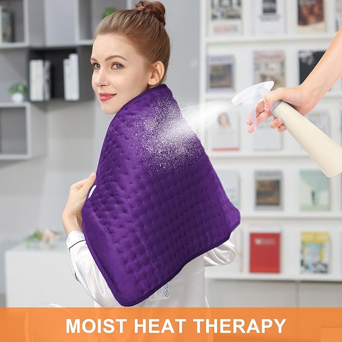 Deepsoon Heating Pad,Electric Heating Pads for Back,Neck,Moist Heating Pad for Abdomen Shoulder Knee Legs,Dry/Moist Heat&Auto Shut Off,Mother's Day Birthday for Men and Women,Dark Purple,33x17 Inch