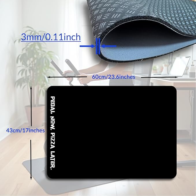 Elliptical Mat for Under Desk Elliptical Machine - Non-Slip Floor Mat for Ellipse Leg Exerciser, Legxercise Pro & Pedal Exerciser - Workout Mat for Home & Office Stability & Floor Protection Black