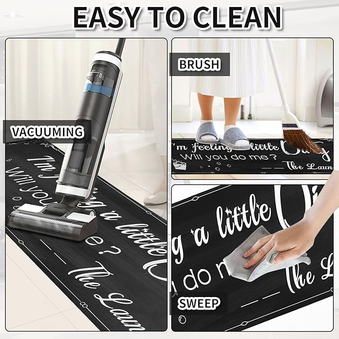 XLHOMO Laundry Room Rug Runner, 17"x60" Non Slip Nappa Leather Laundry Rugs, Black Farmhouse Washable Floor Laundry Mats for Laundry Room, Entryway, Kitchen, Bathroom, Mudroom, Washroom, Hallway Decor