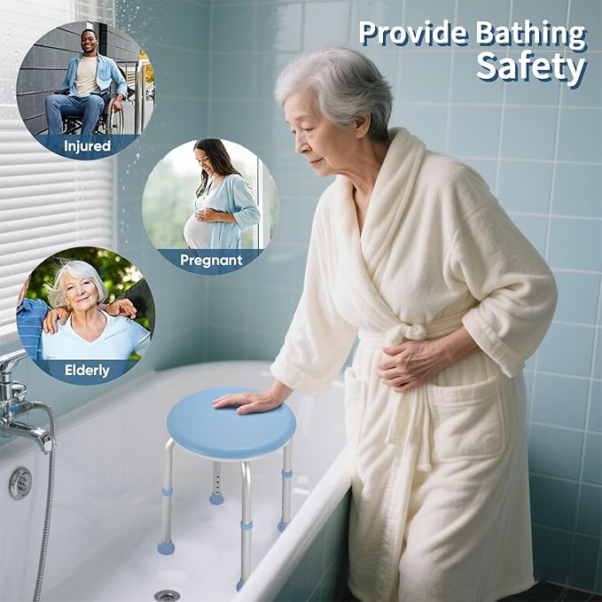FSA/HSA Adjustable Swivel Bath Seat Shower Chair for Inside Shower, Shower Seat for Inside Tub Bathroom Bench Bath Chair for Elderly and Disabled,Eligible 350 lbs Adjustable Shower Stool