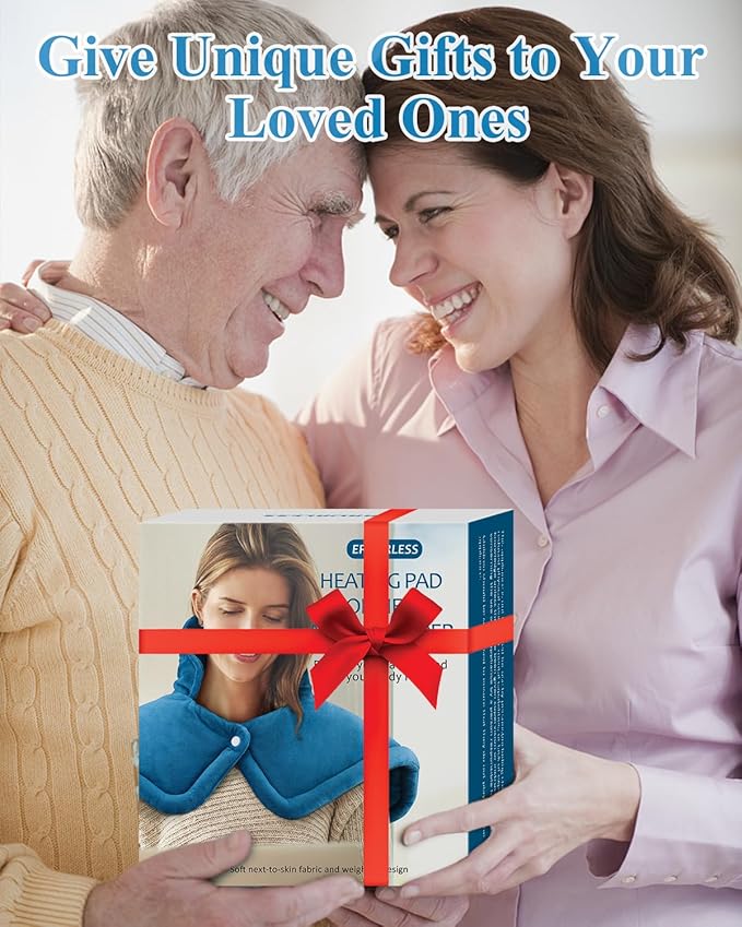 Heating Pad for Neck Shoulders Back, Weighted Heated Wrap, Electric Neck Shoulder Heating Pads 6 Heat Settings 4 Auto-Off,Mothers Day Gifts for Mom, Anniversary Birthday Gifts for Women Men Dad, Blue