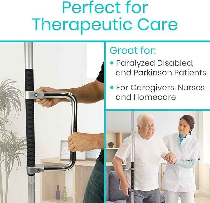 Vive Floor to Ceiling Grab Bar - Stand Assist Aid for Elderly - Shower Safety Bar for Seniors - Stand Assist Transfer Pole - Shower Support Pole - Toilet Rail for Disabled & Handicap Security