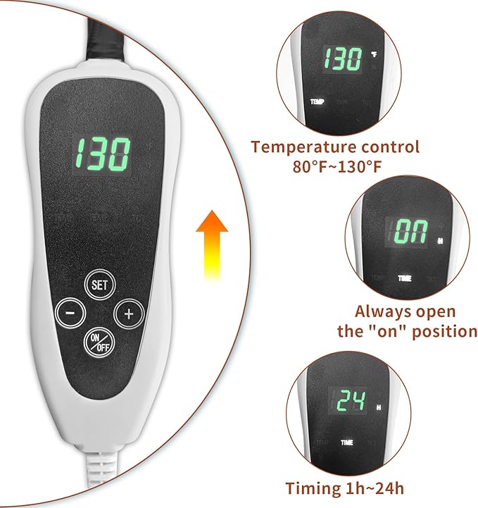 GOLOPET Large Dog Heating Pad 34x21in with Smart Thermostat Switch and Power Line Protection Tube,Obtained MET and UL Dual Certification,Waterproof Pet Heating pad, Suitable for Dogs of All Ages