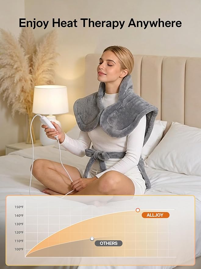 ALLJOY Heating Pad for Back Pain Relief, 24"x33" Weighted Heating Pad for Neck and Shoulders and Back, Mothers Day Gifts for Mom, Neck Heating Pad Fast-Heating with 6 Settings, Auto Shut-Off