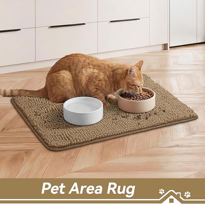 Bcoimo Super Absorbent Cat Door Mat, 24"*17" Anti Slip Mat for Muddy Paws, Pet Rugs for Dirty Paws Washable that Absorbs Moisture and Dirt, for Cat Cage and Pet Resting Carpet