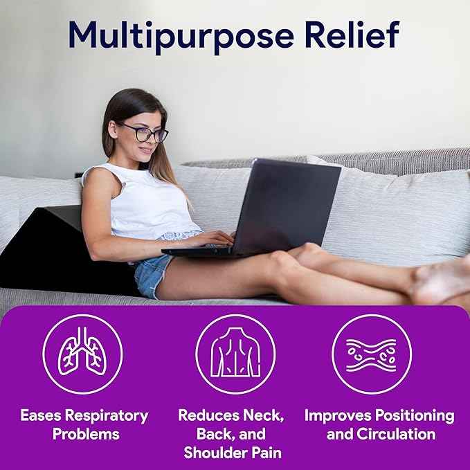Foam Bed Wedge Pillow, Multipurpose - Perfect for Leg and Back Elevation - Anti Snore, Anti Acid Reflux - Relieves Shoulder Pain - 23" x 23" x 12"