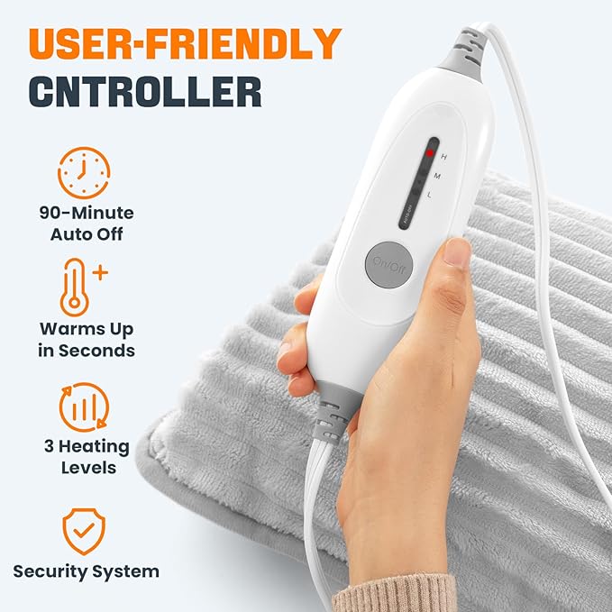 Electric Hand Warmer, Soft Flannel Heated Gloves, Hand Warmer Pouch, Heating Pad for Hands Pain Relief Fingers Arthritis for Women Men Elder Xmas Gifts, Auto Off & 3 Levels
