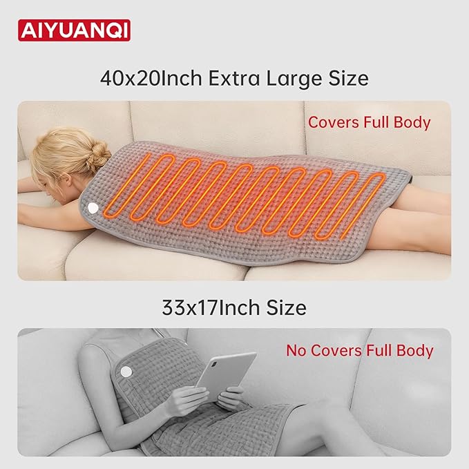 Electric Heat Pads, 40X20'' XXXL Extra Large Heating Pad for Full Body, 9 Heat 4 Timers Setting, Menstrual Cramps and Neck Shoulder Back Pain Relief, Washable, Home Spring Deals
