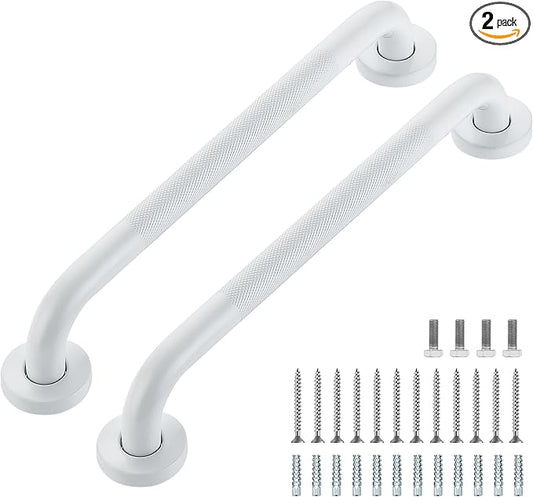 Grab Bars for Shower, 2 Pack 16-Inch Anti Slip Shower Handles for Elderly, Safety Shower Grab Bar, Stainless Steel Handicap Grab Bars for Bathroom (White 1" Diameter)