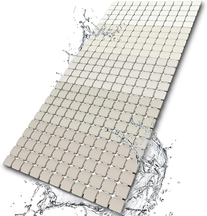 BEMISO Shower Mat Non Slip Bathtub Mat with Suction Cups and Drain Holes Bath mat for tub 33.4 x 15.7 Inch Large Size