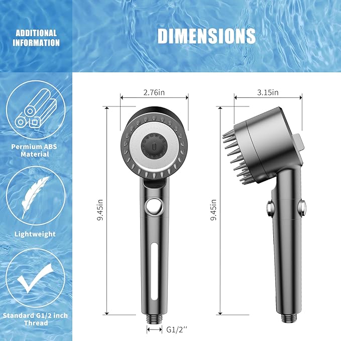 PWERAN Filtered Shower Head with Handheld, High Pressure Water Flow and Multiple Spray Modes Shower Head with Filter, Power Wash for Hard Water, Showerhead with ON/OFF Switch for Pets Bath