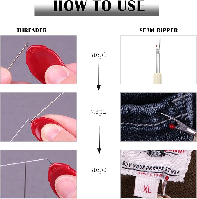 meeggrace Needle Threader, Small Needle Eye Threader Tool, Easy Threader for Machine and Hand Sewing, Fast and Precise Threading, Ideal for Needlework, with Transparent Box, 5 Colors in A Box(6PCS)