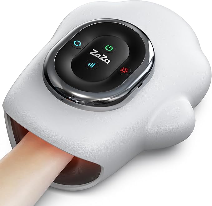 zaza Hand Massager with Heat and Compression - Carpal Tunnel Massager for Hand Numbness, Birthday Gifts for Women Men Dad Mom (White)