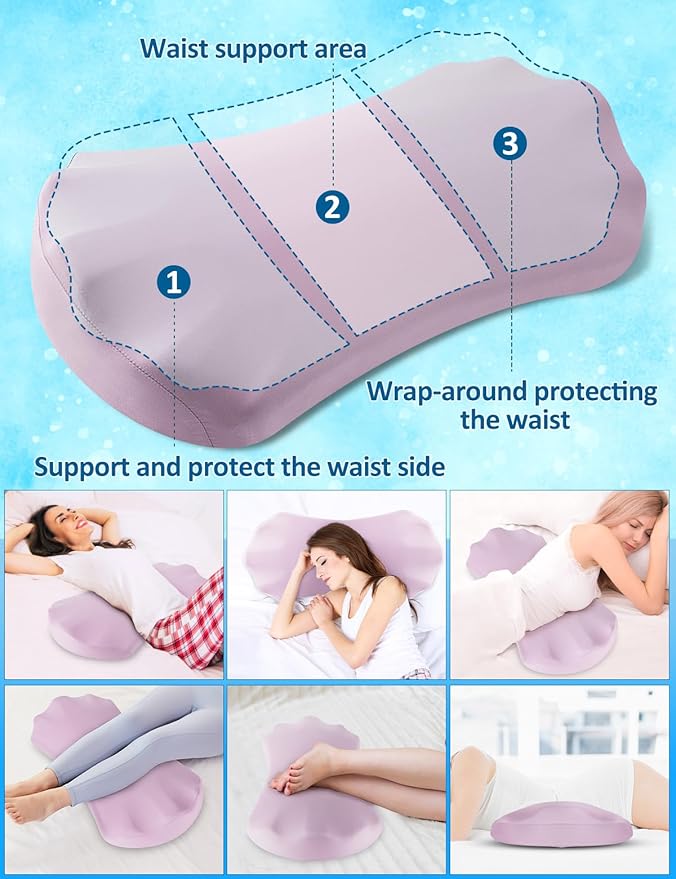 Fledano Lumbar Support Pillow for Bed – Floor Pillows & Cushions - Memory Foam Lower Back Pain Relief Pillow for Sleeping, Ergonomic Lumbar Pillow for Side & Back Sleepers, Sciatica & Hip Pain Relief